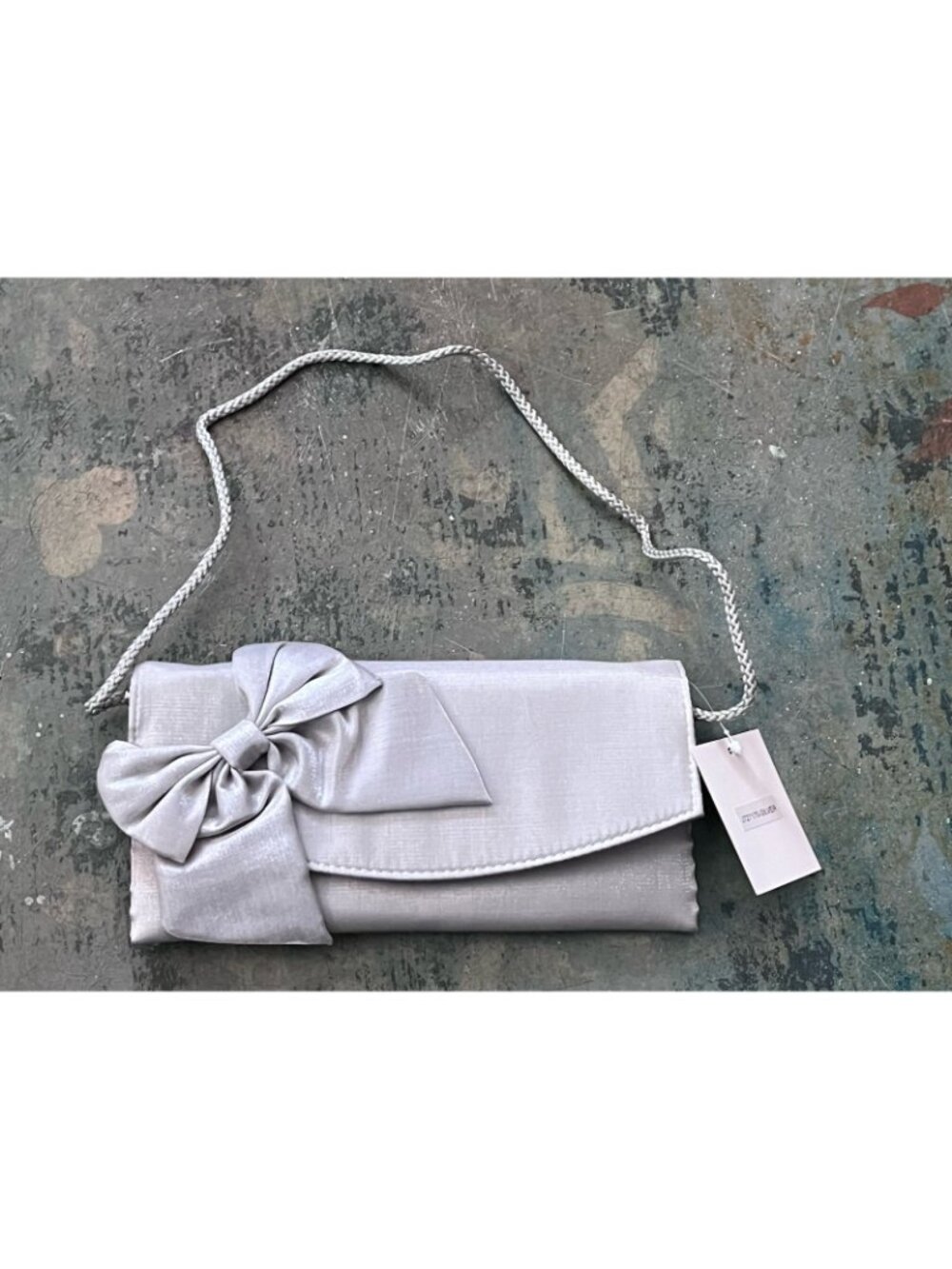 Jessica McClintock Evening Cocktail Bag Pewter / Silver Shoulder Clutch NWT